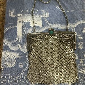 Elegant Silver Mesh Evening Bag